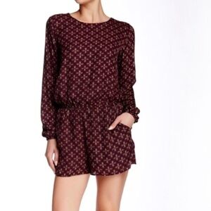 Free Press Burgundy Patterned Romper